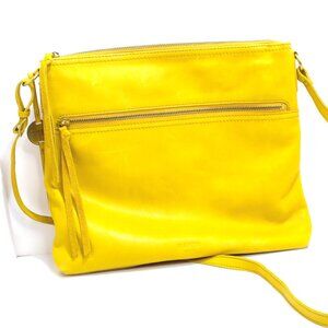 Margot Yellow Leather Hobo with Tassels, and Bag Charm. Large in siz.